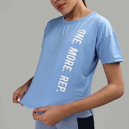 CHKOKKO Women Round Neck Dry Regular Fit Gym Sports Printed T-Shirt - Image 5