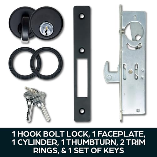 Summit DOORWARE Mortise Cylinder Hook Bolt with Keys | Adams Rite Style Door Lock Replacement Parts | Mortise Lock with Thumbturn Cylinder | Replacement for MS1850S-X5X Locks | Duronotic Finish