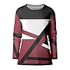 Women's Warm Elegant Printed Crew Neck Comfortable Pullover Long Sleeve Knitted Casual Sweatshirt, red, L #1