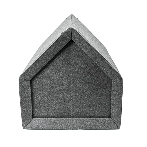 Rexproduct - PetHome Hundehütte mit Liegefläche und Dach I Biss- und Kratzfest I Gute Schalldämmung I Umweltfreundlich & Einfach zu Montieren I Größe S (60x42x43 cm) - Dunkelgrau und Rot