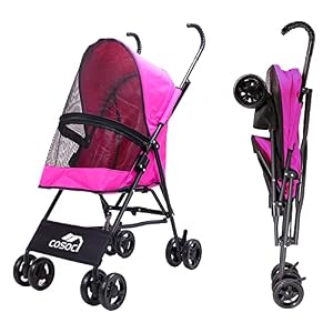 Upgraded Dog Stroller for Small Medium Dogs Pet Stroller Cat Stroller Puppy Stroller Easy Fold with Removable Liner Max Loading 25 LBS Pink