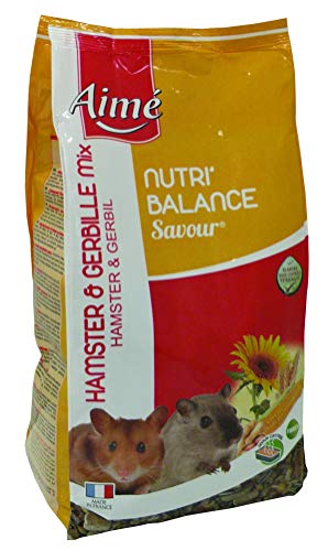 AIME Nourriture pour Hamster et Gerbille, NUTRI'BALANCE SAVOUR MIX, Repas mélange varié vitamines et Fibres, 900g