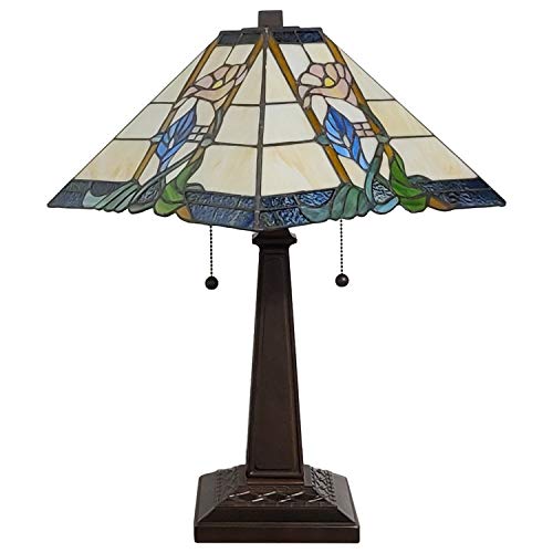Tiffany Style Table Lamp Mission 23" Tall Stained Glass Yellow Orange Green Flower Antique Vintage Light Décor Nightstand Bedside Living Bedroom Handmade Gift Am058Tl14B Amora Lighting #TOP3