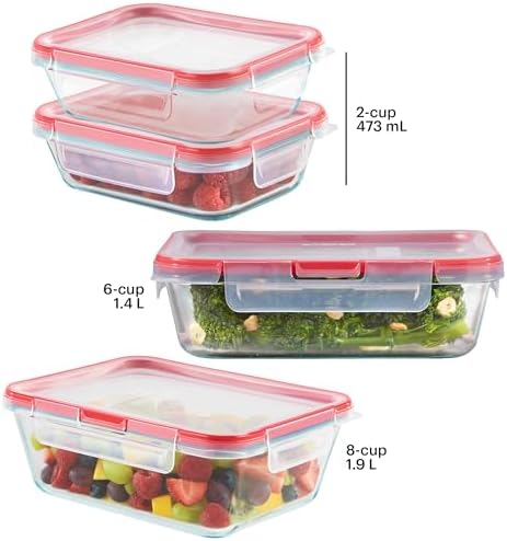 Pyrex Freshlock (4-Pack) Mixed Sized Glass Food Storage Containers Set, Airtight & Leakproof Locking Lids BPA-Free, Meal Prep Containers Set, Freezer Dishwasher Microwave Safe - Thumbnail 5