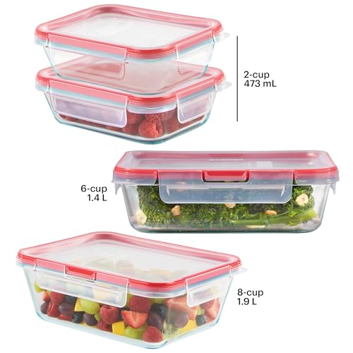 Pyrex Freshlock (4-Pack) Mixed Sized Glass Food Storage Containers Set, Airtight & Leakproof Plastic Locking Lids BPA-Free, Meal Prep Containers Set, Freezer Dishwasher Microwave Safe by Pyrex - Image 2