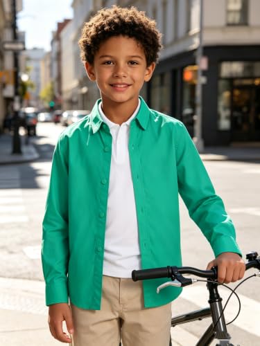 Image of DHTS Boys' Dress Shirts Toddle Boy Long Sleeve Uniform Shirt for Kids