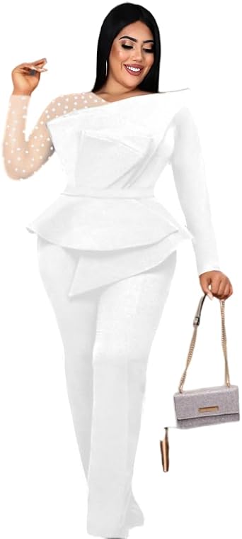 Formal White/Black Jumpsuits Women Dressy Elegant Party Outfits For Cocktail, Evening, Wedding, Long Sleeve