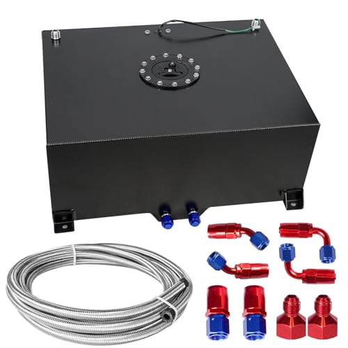 GSTP 20 Gallon 80L Fuel Cell Polished with Cap/Level Sender/12FT Oil Feed Line Black
