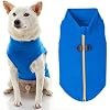 Gooby Zip Up Fleece Dog Sweater – Blue, Medium – Warm Pullover Fleece Step-in Dog Jacket with Dual D Ring Leash – Winter Small Dog Sweater – Dog Clothes for Small Dogs Boy and Medium Dogs