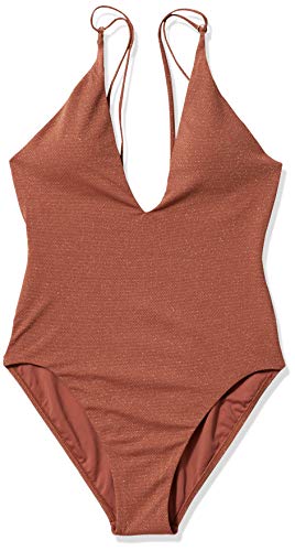 Seafolly Women's Deep V One Piece Swimsuit with Strappy Back, Stardust Bronze, 8 US