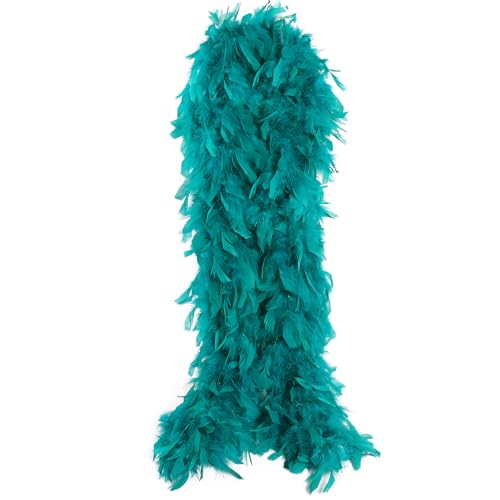 THARAHT Teal Chandelle Turkey Feather Boa 2Yard 38g for DIY Craft Home Dancing Wedding Party Halloween Costume Decoration Feather Boa