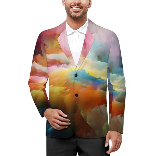 Colorful Gradient Clouds Men's Casual Blazers Slim Fit Sport Coats Blazer Two Buttons Suit Jacket for Work Party - Main Image