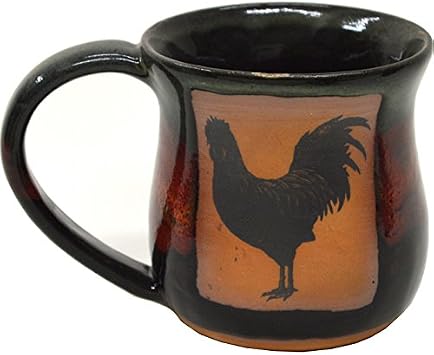 ALWAYS AZUL POTTERY Rooster Mug in Moonscape Glaze - Handmade Ceramic Coffee Mug - Stylish and Unique Handcrafted Artistic Drinkware - Polished Clay Cups, Great for Coffee, Tea, and Art Lovers