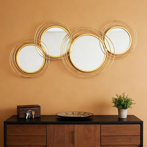 Uniclinens Decorative Gold Circle Mirrors Decor, Modern Wall Art Mirror