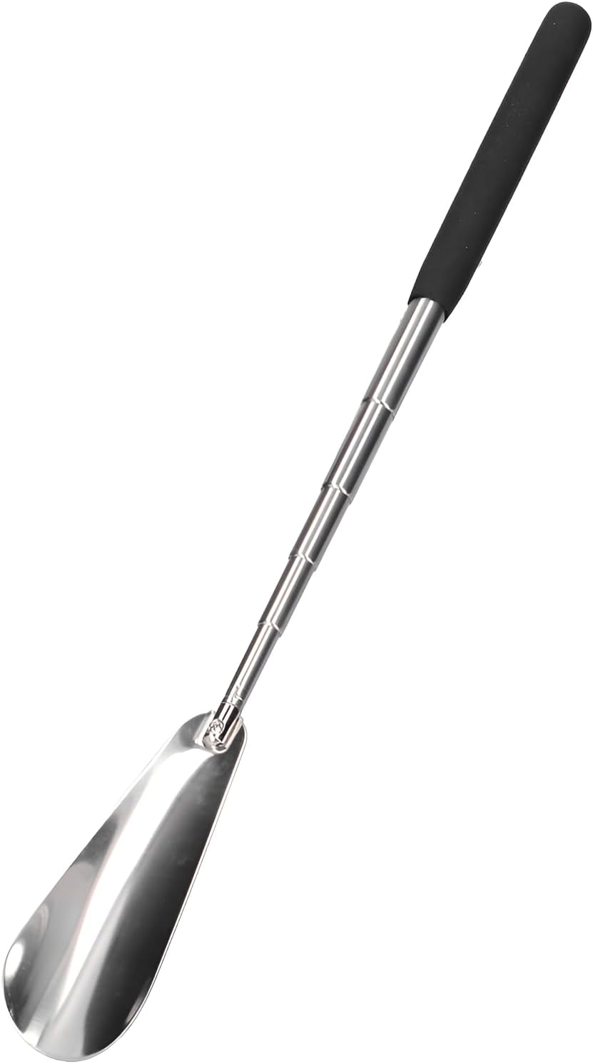Telescopic Shoe Horn, Stainless Steel, Black, 10.7 x 1.3 in