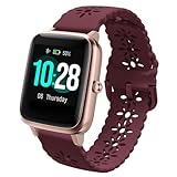 Floral Silicone Band Compatible with Veryfitpro Watch Band Replacement, Slim Hollow-out Wristbands Sport Bands for ID205, ID205L, ID205U, ID205S, ID205G, ID215G, ID216, SW020, SW021, SW023, YM020,