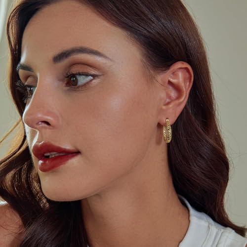 BISAER Gold Plated Filigree Hoop Earrings, 925 Sterling Silver Vintage Vine Earrings For Women Original Design Hypoallergenic Ear Jewelry Gift4