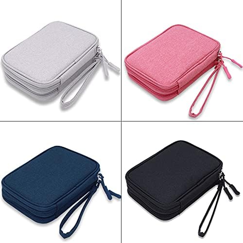 Hosoncovy Double Layer 2.5 Inch Hard Drive Case Carrying Case Travel Case Hard Drive Storage Bag USB Flash Drive Organizer Case for Two 2.5 inch WD Western My Passport Seagate Samsung Toshiba (Pink)