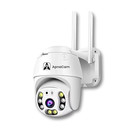 ApnaCam Wi-Fi Smart Outdoor 355 PTZ Camera with Live Monitoring| Two-Way Audio| Motion Detection| Alarm |SD Card Recording| Cloud Storage | Full-Color Night Vision Camera | IP66 All Weather Proof