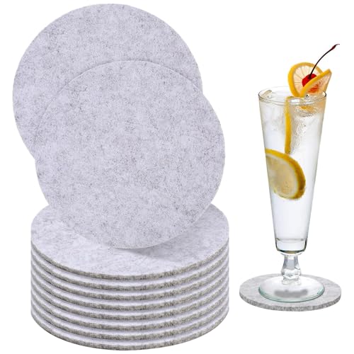 10 Pièce Dessous-Verres Ronds en Feutre, sous-Verres Rond Antidérapant, Dessous de Verres en Feutre, sous-Verres Gris, pour Café, Bière, Tasse, Vin (avec Boîte de Rangement)