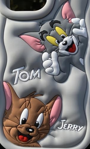 Image of MIDOS Back Cover Compatible with iPhone 15 Pro Max Soft Silicone 3D Cute Cartoon Full Protective Case for iPhone 15 Pro Max (Grey)