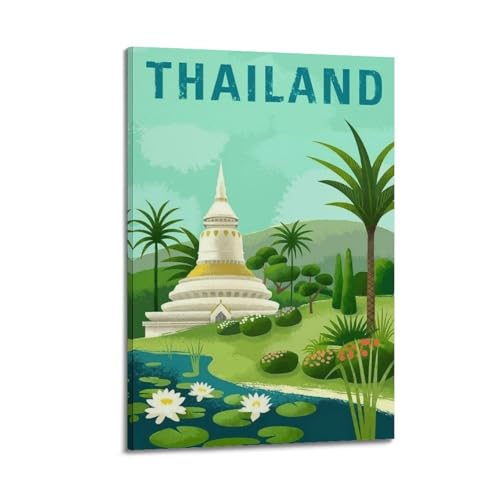 Poster de voyage Thaïlande sur toile haut de gamme 40x60 cm encadré