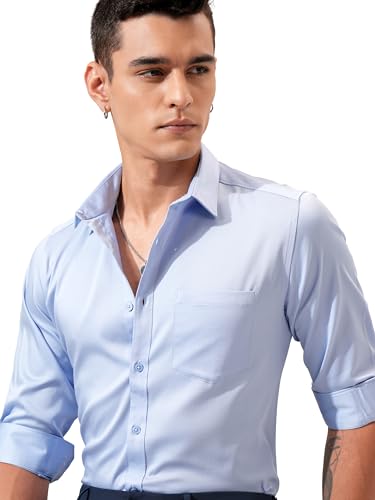 Image of Highlander Men's Slim Fit Formal Shirt | Solid Formal Shirt for Men | Comfortable Fabric | Stylish Design for Everyday Use & Office Wear