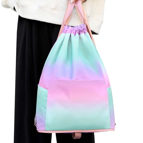 Draw String Back Bag Foldable Nylon Backpack Waterproof Gym Bag