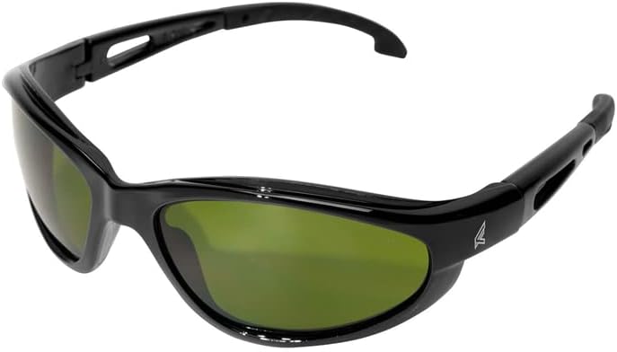 SW11-IR3 Dakura Wrap-Around Safety Glasses, Anti-Scratch, Non-Slip, UV 400, Military Grade, ANSI/ISEA & MCEPS Compliant, 5.04" Wide, Black Frame / IR3 Light Welding Lens