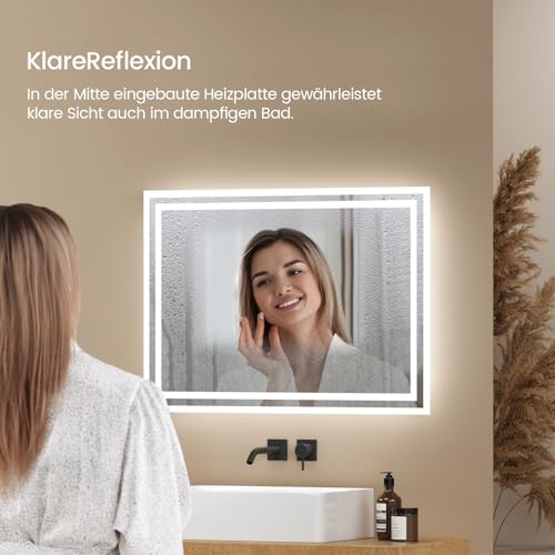 EMKE LED Badspiegel mit Beleuchtung 70x50cm, Anti-Beschlag-Funktion – Ansicht 4