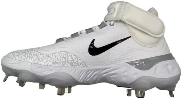 Nike Alpha Huarache Elite 4 Mid Men's Metal Baseball Cleats White Grey Black FD2744-100 Size 16 - Image 2