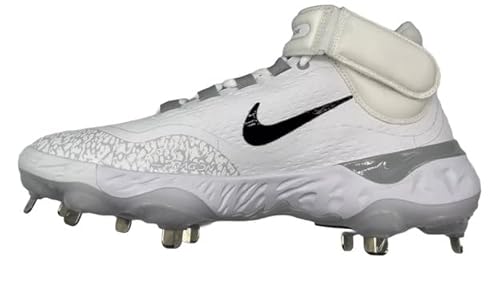 Nike Nike Alpha Huarache Elite 4 Mid Men's Metal Baseball Cleats White Grey Black FD2744-100 Size 16