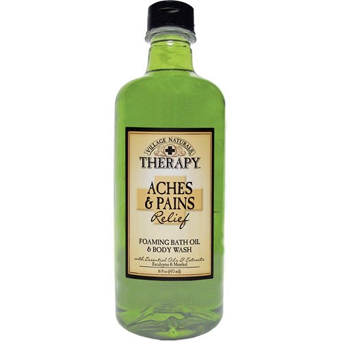 Loção para alívio de dores musculares e dores musculares Village Naturals e conjunto relaxante de sa