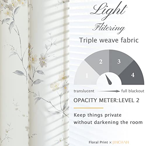 Jinchan Tie Up Valance Curtain Watercolor Window Tie Up Shade Floral Valance For Windows 63 Inch Farmhouse Botanic Small Window Curtain Adjustable For Living Room Kitchen 1 Panel Yellow Grey On Ivory #TOP3