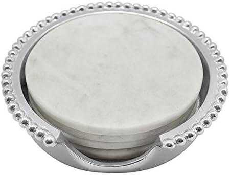 Mariposa Beaded Marble Coaster Set, One Size, Silver
