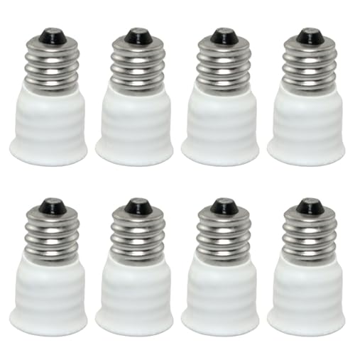 SQXBK 8PCS White E12 to E14 Bulb Converter - LED Light Holder, Lamp Adapter, Socket Changer