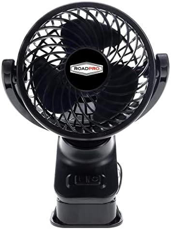 RoadPro RPUSBFAN Black 4-Inch Clip-on Fan for Vehicle or Desk USB Portable Mini Cooling Fan