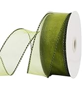 Midi Ribbon Sage Green Organza Ribbon Sage Green Wired Ribbon Sage Ribbon Sage Green Ribbon 1.5 I...