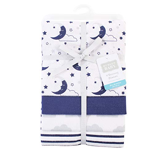 Image of Hudson Baby Unisex Baby Cotton Flannel Receiving Blankets, Moon, One Size