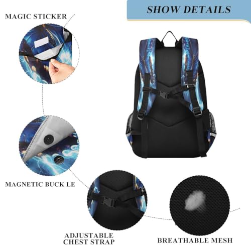 Sac à dos d'école primaire papillon bleu pour enfants 6-12 ans