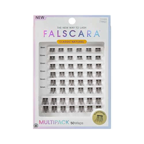 Falscara False Eyelashes Lash Clusters Classic Natural 8mm-16mm Includes 50 Wisps Contact Lens Friendly Easy to Apply Reusable Lash Clusters