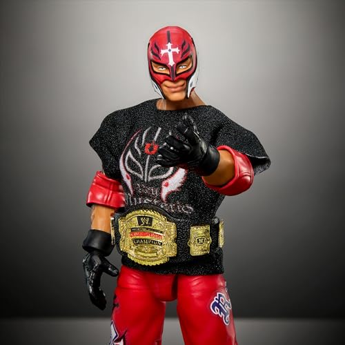Image of Mattel WWE Ultimate Edition Action Figure Rey Mysterio Fan TakeOver Collectible with Interchangeable Accessories, Extra Heads & Swappable Hands (Amazon Exclusive)