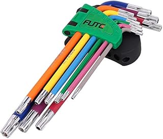 KroY PecoeD 9 PCS Soft Grip Extra Long Torx Key Set, Torx Hex Key Allen Security Torx End Holes with Colour Coding, Sizes T10-T50 for Bicycle Repair, Furniture Assembly