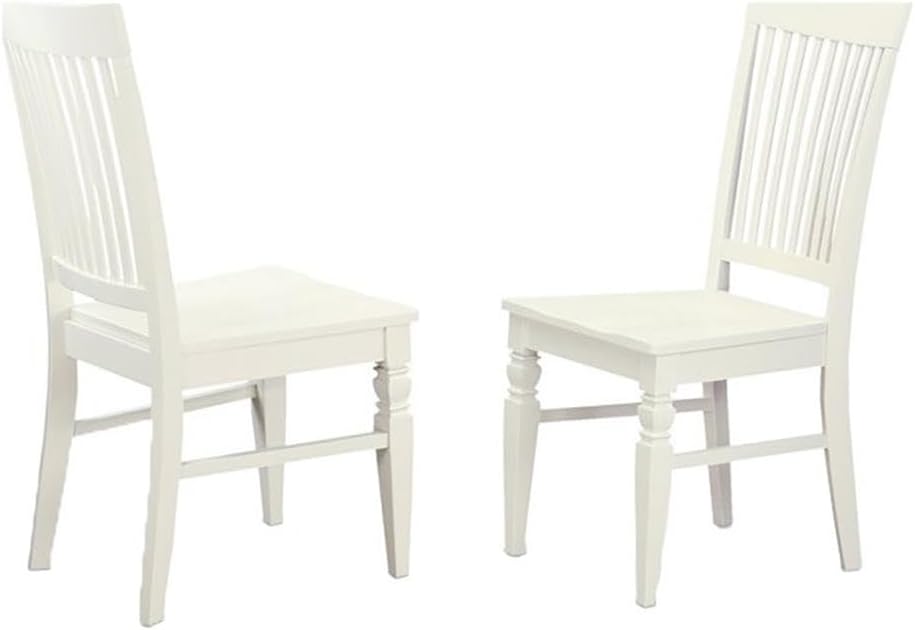 Pemberly Row 35" Wooden Formal Dining Chairs, Kitchen Dining Room Armless Accent Side Chair with Solid Rubber Wood Legs, Set of 2, in Linen White