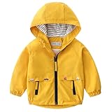 FYMNSI Kids Lightweight Hooded Jacket Windbreaker Toddler Boys Girls Rain Jackets with Pockets Color Contrast Windproof Outwear Zipper Hoodie Raincoats Spring Fall Clothes Yellow 18-24M