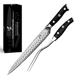 Meat Carving Knife and Fork Set (10 Inch) by Zelite Infinity - Alpha-Royal Japanese Series - Japanese AUS10 Super Steel 67-Layer Damascus - For Professional Chefs and Home Cooks