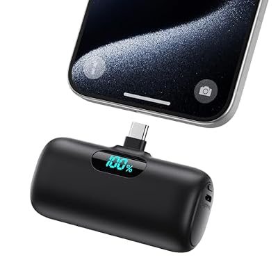 Mini Portable Charger USB C Power Bank,Upgraded 5000mAh PD Fast Charging Battery Pack Built-in USB-C Connector Travel Essential for iPhone17/17Pro/17Pro Max/Air/16 Plus/16Pro Max/15 Series,Android