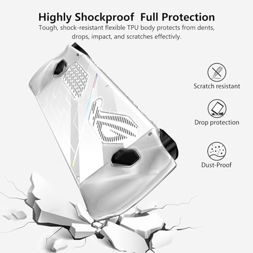 Image of Aircawin Case for ROG Ally Case Clear,Shockproof Clear Case Case for Asus Rog Ally Handheld Game Console with 4pcs Thumb Stick Cap,Lightwheight Soft TPU Case for ROG Ally Gaming Accessories-Clear