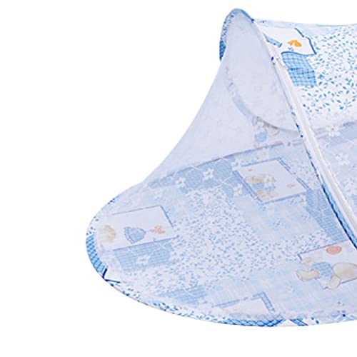 Folding Baby Crib Net, Zipper Closure Breathable Mesh Baby Crib Net Tent for Comfortable Sleeping for Home Use (Blue)