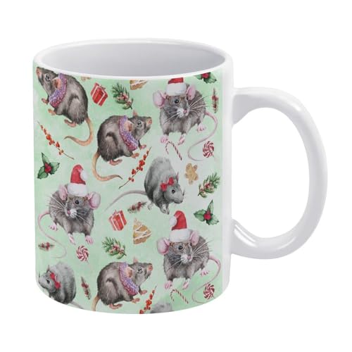 マグカップ おしゃれ クリスマス ネズミ 可愛い クッキー ヤドリギ コーヒーカップ 陶器 丈夫 マグ カップ 食器 直径8.2×高さ9.6cm 330ml 軽い 気軽に使える コーヒーマグ インテリア アウトドア 綺麗 ジュース お茶 新生活 雑貨 台所